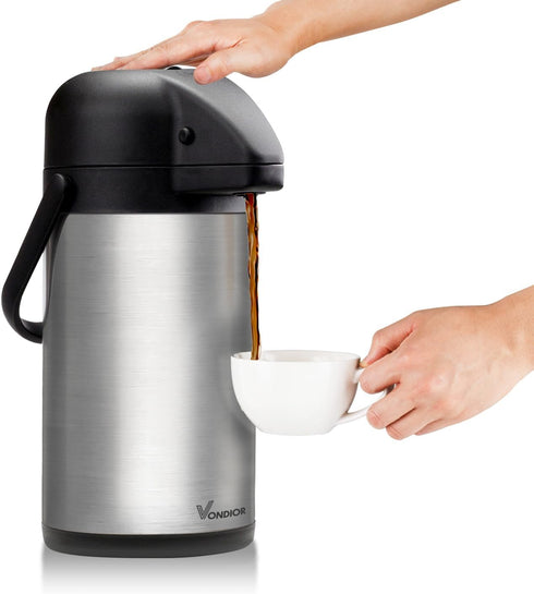 64 Oz Airpot Coffee Dispenser with Pump, Insulated Thermal Carafe, Stainless Steel Hot Beverage Dispenser