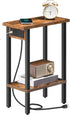 HOOBRO Narrow Side Table, 2-Tier Slim End Table with Charging Station, Skinny