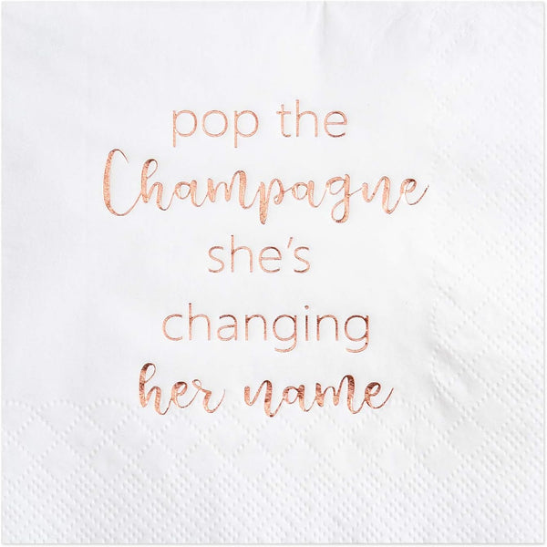 Crisky Bridal Shower Cocktail Napkins, Rose Gold Foil Dessert Napkins, 50 Count