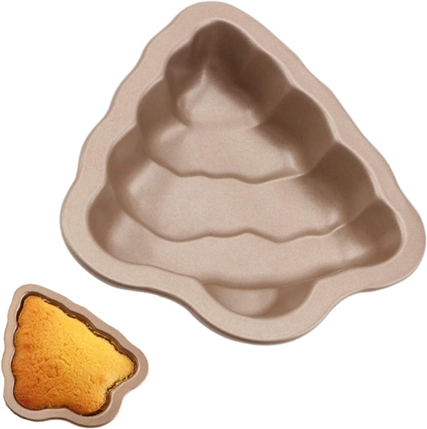 Crethinkaty Christmas Tree Shape Mini Cake Pan, 5.3IN Non-Stick Baking Molds for Christmas Cake Chocolate