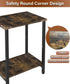 Tigerden 2 Tier Side Table, Heavy Duty End Table with Shelves, Narrow nightstand Table for Small Spaces, Record Player