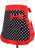 Black Sexy Polka Dot Ruffle Side Half Aprons, Cotton Kitchen Cooking Waist Apron with Pocket for Women Girls