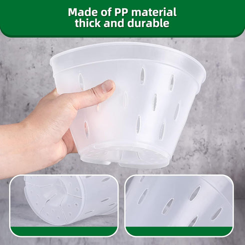 YIKUSH Orchid Pots with Holes 7 inch 5 Pack Clear Orchid Pot Plastic Plant Pot Flower Pots Outdoor and Indoor Use by YIKUSH