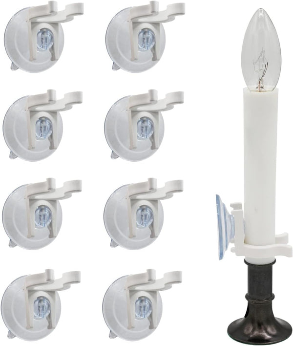 Window Candle Clamps with Super Strong Suction Cups, Holder Suction Cup for Electric Candles, 8 Pack for Small Windows