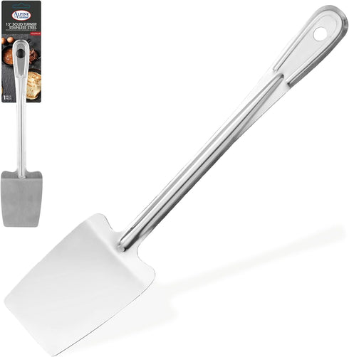 Alpine Cuisine Stainless Steel Solid Turner 13-Inches, Comfortable Handle, Heat Resistant Kitchen Spatula, Dishwasher