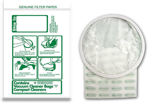 Replacement Vacuum Cleaner Dust Bags Made to Fit TriStar and Compact Canisters - 12 pack - EnviroCare