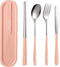 Travel Cutlery Set, 18/8 Stainless Steel Reusable Utensils with Case, Portable Silverware Lunch Box