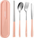 Travel Cutlery Set, 18/8 Stainless Steel Reusable Utensils with Case, Portable Silverware Lunch Box