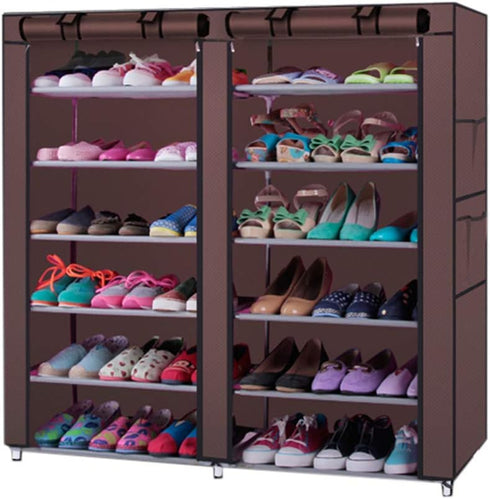 Mytunes 6-Tier Shoe Rack, Shoes Storage Cabinet with Dustproof Cover, Free Standing Cubby