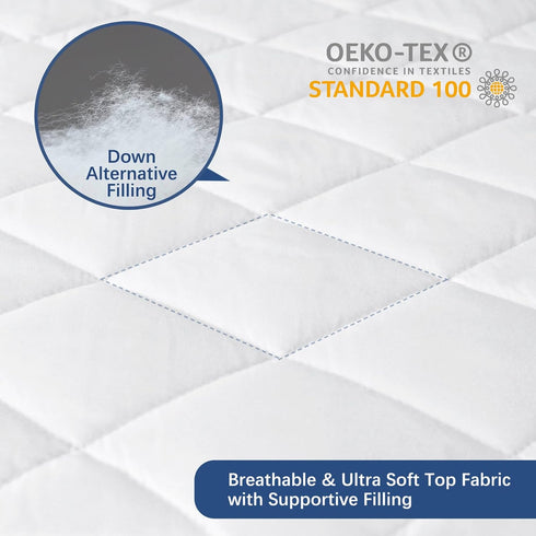 Twin XL Mattress Protector Pad 2 Pack - Quilted Waterproof, Absorbent Twin Extra Long Mattress Topper Cover for College