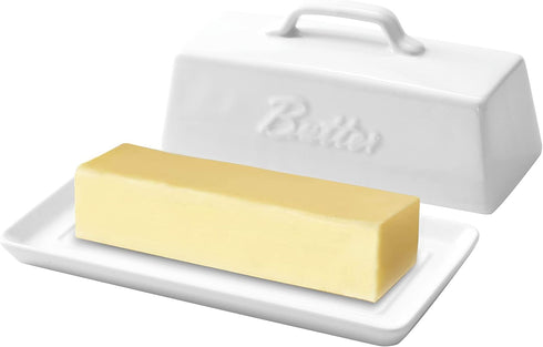 Countertop. Bruntmor Ceramic Butter Dish With Lid. Butter Holder/ Tray/ Storage With Lid And Handle. Porcelain Butter