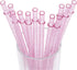 Dakoufish BPA-Free 12 Piece Reusable Clear Plastic Glitter Drinking Straws (11 Inch, Pink) Plus Cleaning Brush