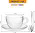 Set, 6 Pack 7OZ/210ML, Glass Teacup and Saucer Coffee Mug with Stainless Steel Spoon Suitable for Espresso Juice
