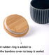 14oz Salt Cellar Keeper with Bamboo Lid, Big Capacity Ceramic Sugar Bowls Pepper Box, Crackle Glaze Seasoning Container
