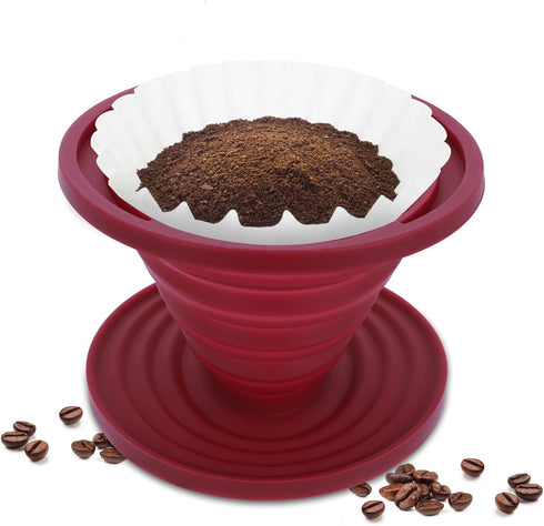 Prasacco Collapsible Pour Over Coffee Maker, Portable Silicone Dripper, Reusable Filter for Camping, Home, Office