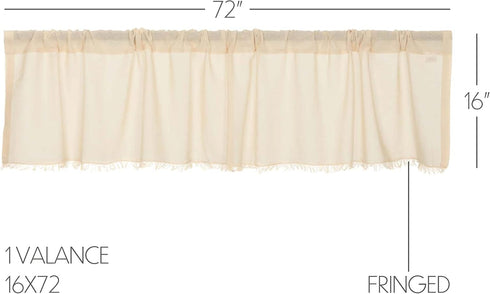 VHC Brands 16"x72" Natural Valance Kitchen Window Curtain with Rod Pocket