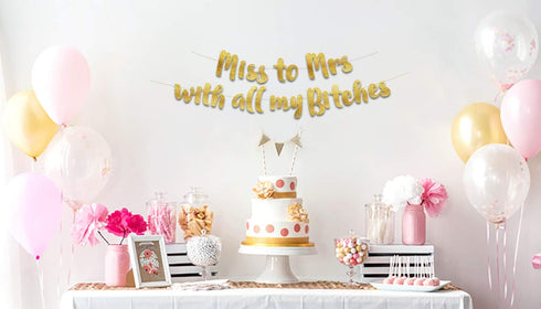 Miss to Mrs Classy & Sassy Gold Glitter Bachelorette Banner - Party Decorations, Favors and Supplies