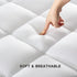 Quilted Mattress Pad, Soft Fluffy Pillow Top Cover, Down Alternative Fill Topper, Deep Pocket Up to 21 Inches, White,