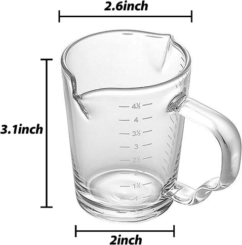 150ml Glass Measuring Cup, Double Spouts Heat-Resistant Handle for Bar Party Wine Milk Coffee
