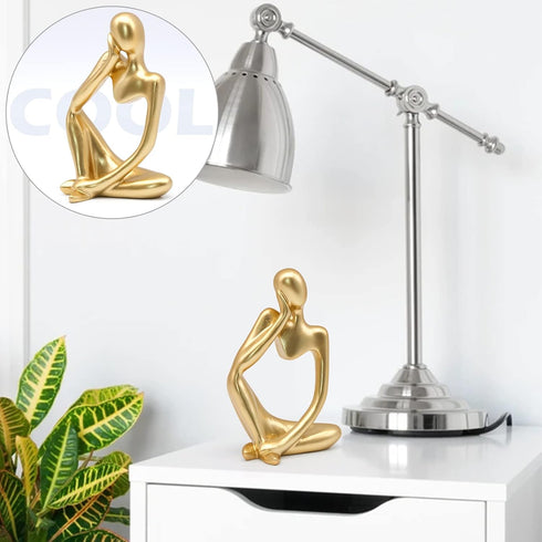 inheming Gold Thinker Statue Decor, Modern Abstract Art Sculpture, Thinker Figurines Collectible Accents Decoration