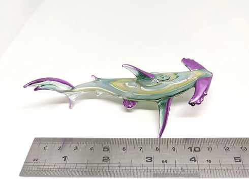 Hammer Shark Figurines - Hand Blown Glass Art Collectible Gift Home Decor (4", Green Yellow)