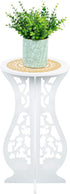Asian Home (24" 12" Beautiful White PVC Board Flower Plant and Vase Stand Display with Intricate Carvings and Gold