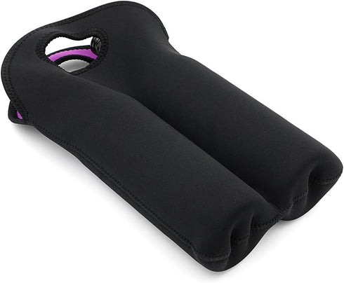 Hipiwe Wine Carrier Tote Bag Two Bottle Insulated Neoprene Wine/Water Bottle Holder for Travel with Secure Carry Handle