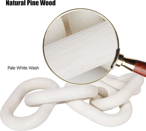 5-Link HMASYO White Wood Chain Link Decor, Wooden Decorative Chain Home Decor Accents, Coffee Table Decor, Shelf Decor