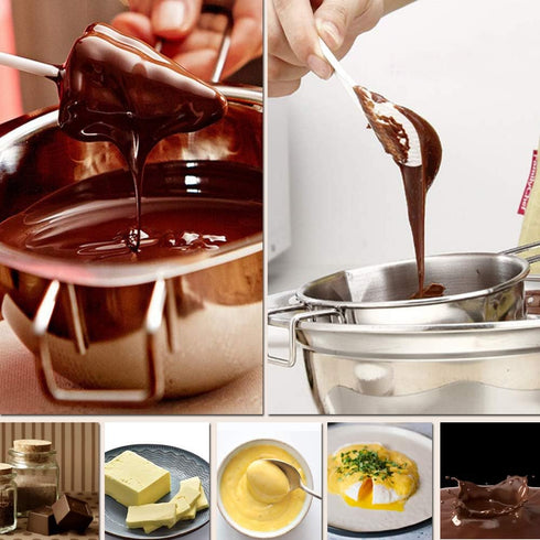 Double Boiler Stainless Steel Pot for Melting Chocolate, Candy, and Candle Making (18/8 Steel, 2 Cup Capacity)