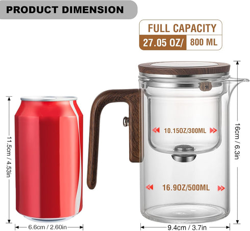 Package, 27oz/800ml Enchanti Tea Pot, Glass Teapot with Removable Infuser, Magnetic Loose Leaf Tea Steeper, Magic
