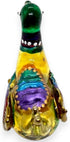 Tiny 1¾" Long Multicolor Sitting Duck Figurine - Miniature Hand Blown Painted Glass