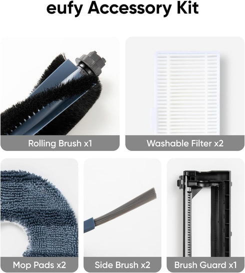 C20, 2 2 1 1 2 eufy Official Accessory Kit for Robot Vacuum Omni Side Brushes, Washable Filters, Rolling Brush, Brush