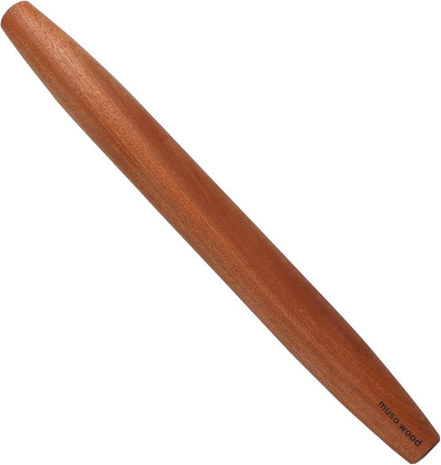 Muso Wood Sapele Wooden French Rolling Pin for Baking, Tapered Roller for Fondant, Pie Crust & Cookie