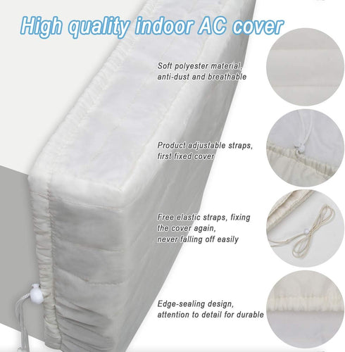 Luxiv Indoor Air Conditioner Cover - White Window Unit Protection, Anti-Rust Adjustable Cover with Free Elastic Straps