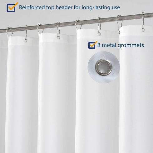 N&Y HOME RV Shower Curtain Liner, Fabric 47 x 64 inches, Washable, Water Repellent, White