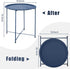 4 Garden you End Table Metal Side Table Blue Round Folding Tray Cyan Sofa Small Accent Fold-able Table, Round End Table