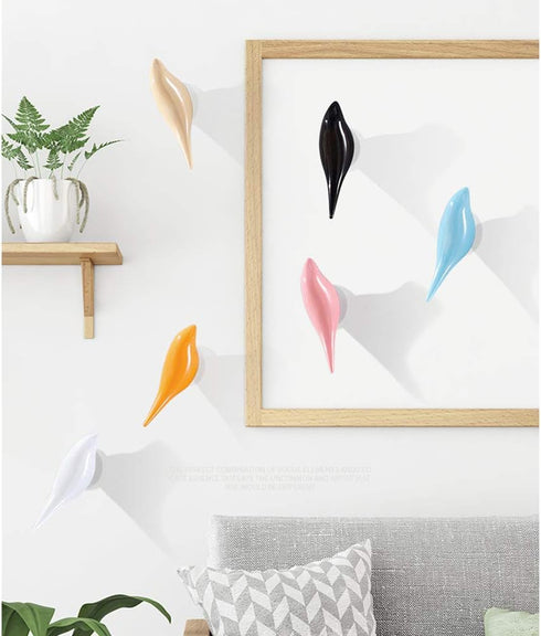 DesignSter Premium Resin Bird Coat Hooks - Set of 5 Decorative Wall Mounted Hangers for Home, Living Room, Bedroom, Shop
