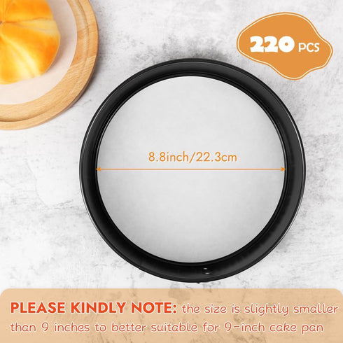 BYKITCHEN Parchment Paper Rounds, Set of 220, Non Stick 9 Inch Parchment Paper for Baking, Pre-cut Cake Pan Parchment Paper Sheet for Round Cake Pan, Springform Pan, Air Fryer and More by BYKITCHEN