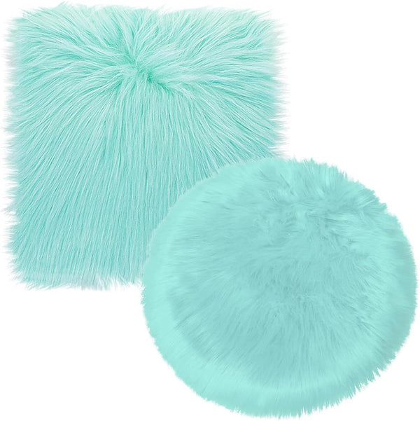 Dxmimer 2Pack 12 Inches Mini Faux Fur Rug,Soft Fluffy Plush Area Rug Chair