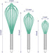 Teal Silicone Whisk Set of 3, Professional Non Scratch Cooking Whisks, Stainless Steel & Silicone Tool for Nonstick