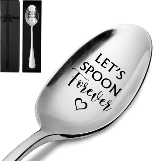 Let's Spoon Forever, Funny Engraved Spoon for Coffee/Tea/Ice Cream/Dessert, Food Lover Gifts with Gift Box