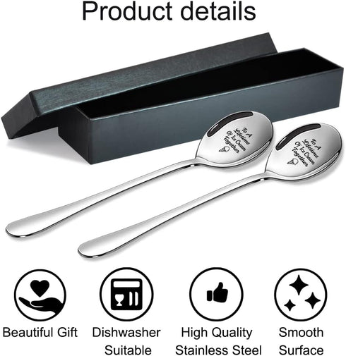 ZBBFSCSB 2 Set, To A Lifetime of Ice Cream Together - Pcs Spoon His & Her Ice Cream Spoons, Perfect for Couples