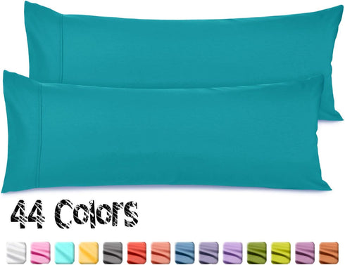 Nestl Body Pillow Cover, Soft Lightweight Teal Microfiber 20x54 Inches, Set of 2