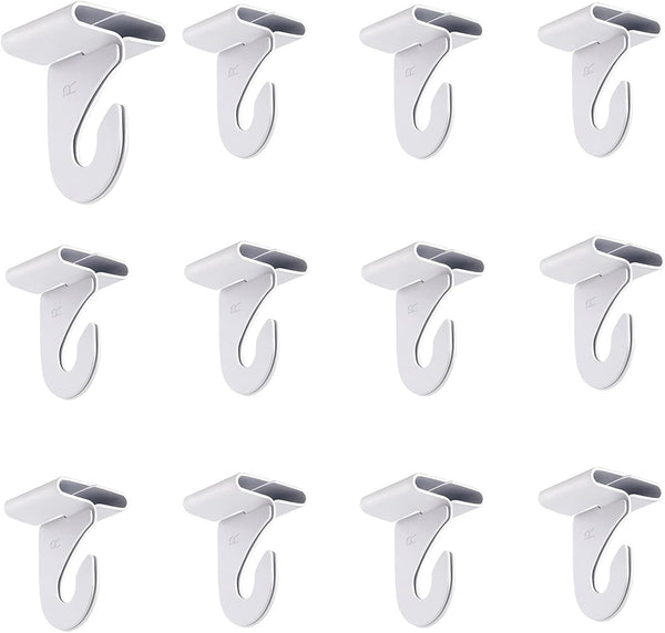 12 Pair Drop Ceiling Hooks, Heavy Duty White T-Bar Track Clip Hooks for Hanging Plants & Decorations