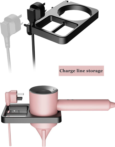 Wall Mount for Blow Dryer - Hair Tool Storage Organizer, Compatible with Flat Iron Holder (Black)