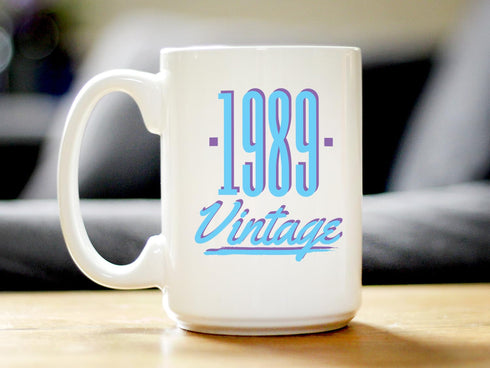 Vintage 1989 - Fun 35th Birthday Coffee Mug Gifts for Men & Women Turning 35 - Retro Coffee Cups - Large 15oz White Ceramic Mug