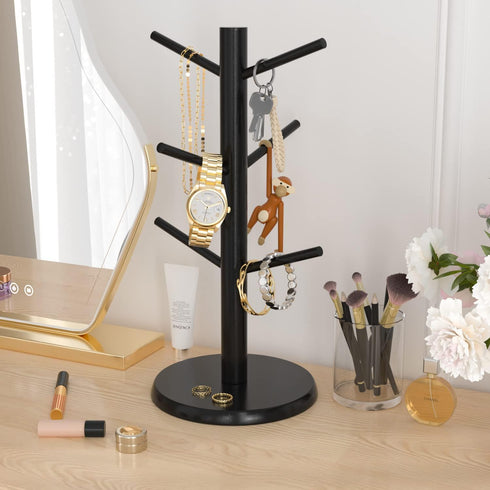 Wisuce Black Coffee Mug Tree, Bamboo Mug Holder for Countertop, Coffee Cup Stand Organizer