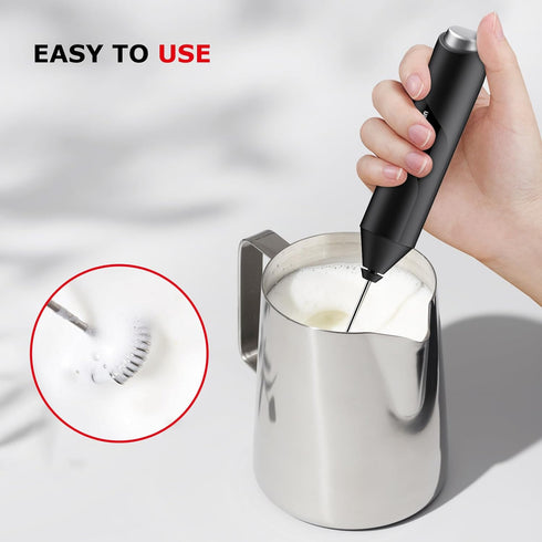 Bonsenkitchen Electric Milk Frother Handheld, Portable Whisk Milk Foam Maker, Battery Operated Drink Hand Mixer