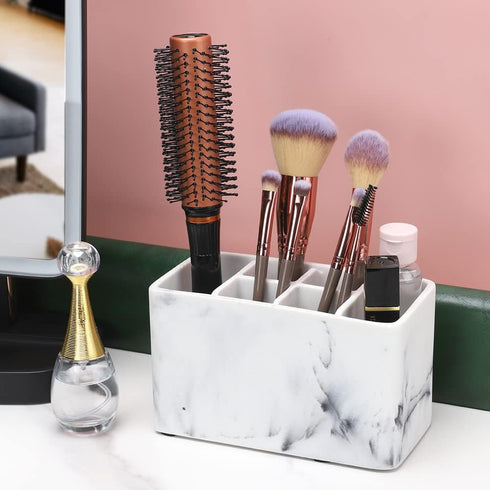 zccz Toothbrush and Toothpaste Holder, Multifunctional Countertop Organizer with 6 Slots for Bathroom Shower Vanity