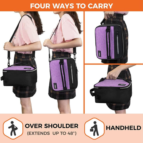 opux Insulated Lunch Box for Men Women Adult, Compact Lunch Bag for Kids, Soft Lunch Cooler Bag in Heather Purple